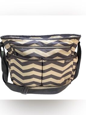 Baby Boom Diaper Bag Grey & Cream Cheveron Pattern